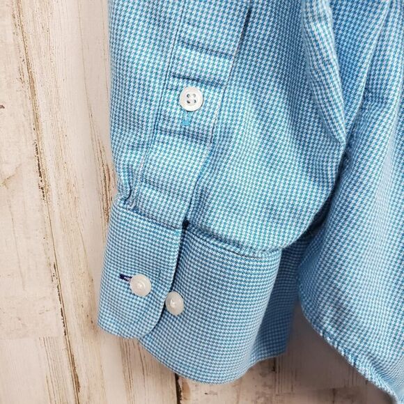Izod Long Sleeve Button Down Shirt Blue 17 1/2 - Picture 9 of 10